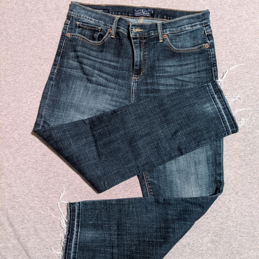 Lucky brand skinny jeans crop raw edge